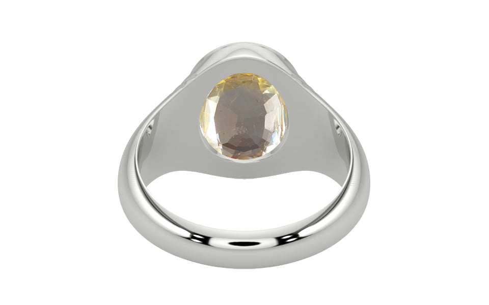 Sterling Silver Ceylon Yellow Sapphire Ring Fine Quality (R7)