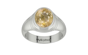 Sterling Silver Ceylon Yellow Sapphire Ring Fine Quality (R7)