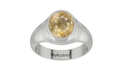 Sterling Silver Ceylon Yellow Sapphire Ring Fine Quality (R7)