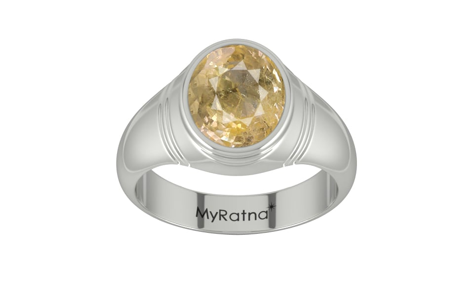 Sterling Silver Ceylon Yellow Sapphire Ring Fine Quality (R7)