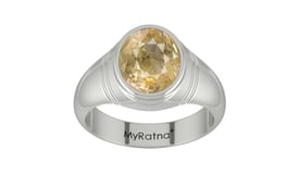 Sterling Silver Ceylon Yellow Sapphire Ring Fine Quality (R7)