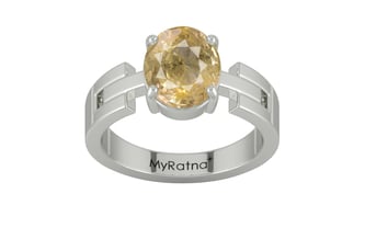 Sterling Silver Ceylon Yellow Sapphire Ring Fine Quality (R8)