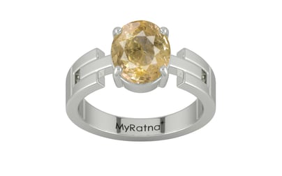 Sterling Silver Ceylon Yellow Sapphire Ring Fine Quality (R8)