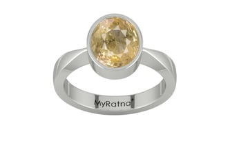 Sterling Silver Ceylon Yellow Sapphire Ring Fine Quality (R9)