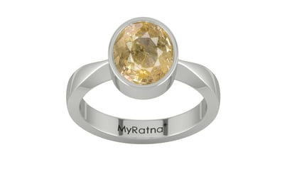 Sterling Silver Ceylon Yellow Sapphire Ring Fine Quality (R9)
