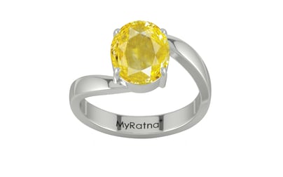 Sterling Silver Ceylon Yellow Sapphire Ring Limited Quality (R2)
