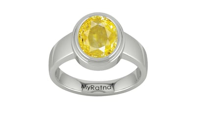 Sterling Silver Ceylon Yellow Sapphire Ring Limited Quality (R3)