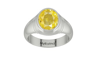 Sterling Silver Ceylon Yellow Sapphire Ring Limited Quality (R7)