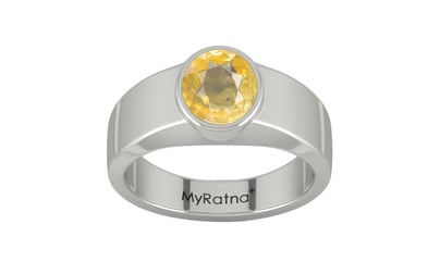 Sterling Silver Ceylon Yellow Sapphire Ring Prime Quality (R10)