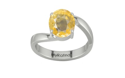 Sterling Silver Ceylon Yellow Sapphire Ring Prime Quality (R2)