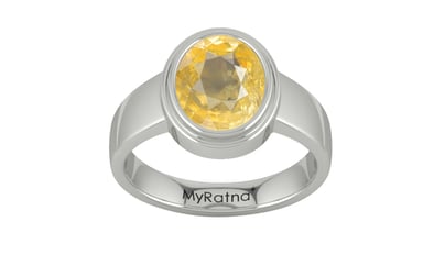 Sterling Silver Ceylon Yellow Sapphire Ring Prime Quality (R3)