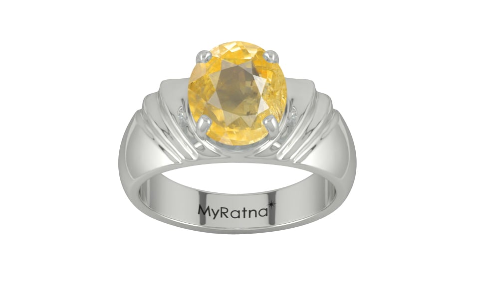 Sterling Silver Ceylon Yellow Sapphire Ring Prime Quality (R4)