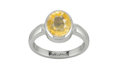 Sterling Silver Ceylon Yellow Sapphire Ring Prime Quality (R6)