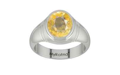 Sterling Silver Ceylon Yellow Sapphire Ring Prime Quality (R7)