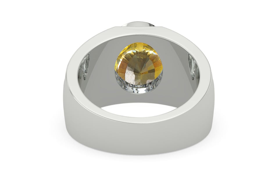 Sterling Silver Ceylon Yellow Sapphire Ring Rare Quality (R1)