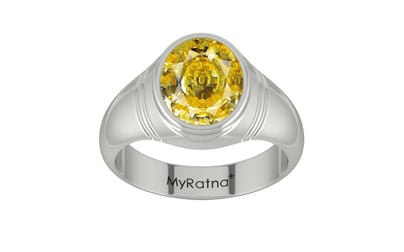 Sterling Silver Ceylon Yellow Sapphire Ring Rare Quality (R7)