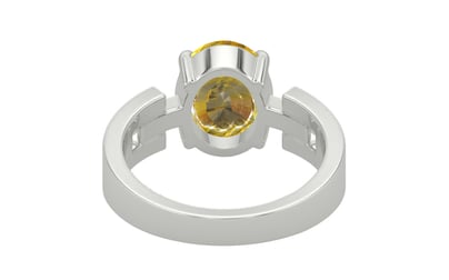 Sterling Silver Ceylon Yellow Sapphire Ring Rare Quality (R8)