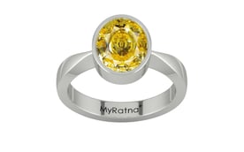 Sterling Silver Ceylon Yellow Sapphire Ring Rare Quality (R9)
