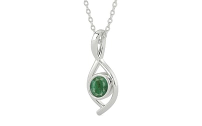 Sterling Silver Emerald Pendant Fine Quality (P1)
