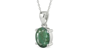 Sterling Silver Emerald Pendant Fine Quality (P10)