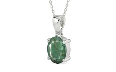 Sterling Silver Emerald Pendant Fine Quality (P10)