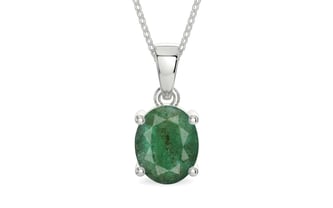 Sterling Silver Emerald Pendant Fine Quality (P10)