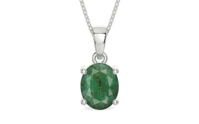 Sterling Silver Emerald Pendant Fine Quality (P10)