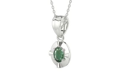 Sterling Silver Emerald Pendant Fine Quality (P11)