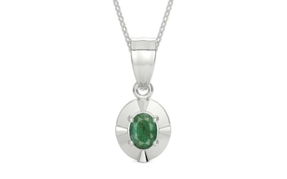 Sterling Silver Emerald Pendant Fine Quality (P11)