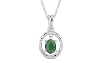 Sterling Silver Emerald Pendant Fine Quality (P2)