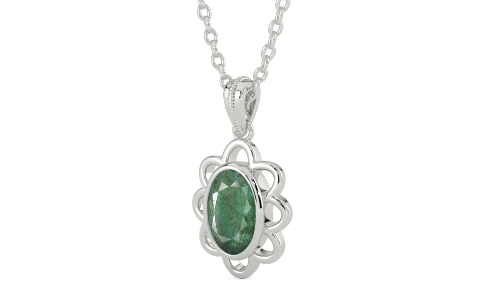 Sterling Silver Emerald Pendant Fine Quality (P3)