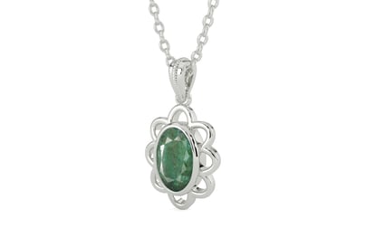 Sterling Silver Emerald Pendant Fine Quality (P3)
