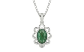 Sterling Silver Emerald Pendant Fine Quality (P3)