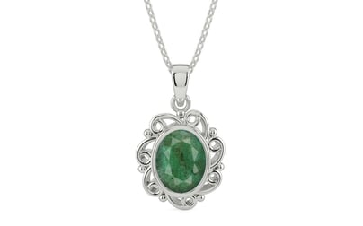 Sterling Silver Emerald Pendant Fine Quality (P5)