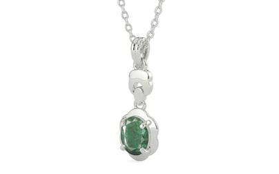 Sterling Silver Emerald Pendant Fine Quality (P6)
