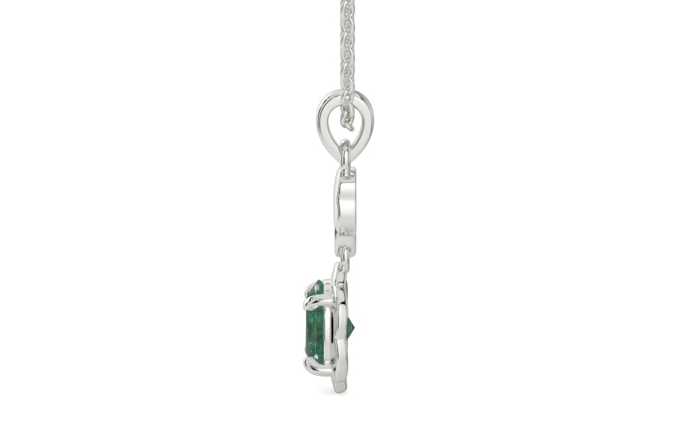 Sterling Silver Emerald Pendant Fine Quality (P6)