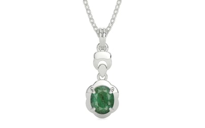 Sterling Silver Emerald Pendant Fine Quality (P6)