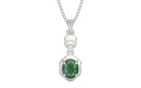 Sterling Silver Emerald Pendant Fine Quality (P6)