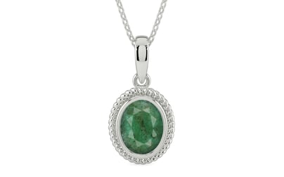 Sterling Silver Emerald Pendant Fine Quality (P7)