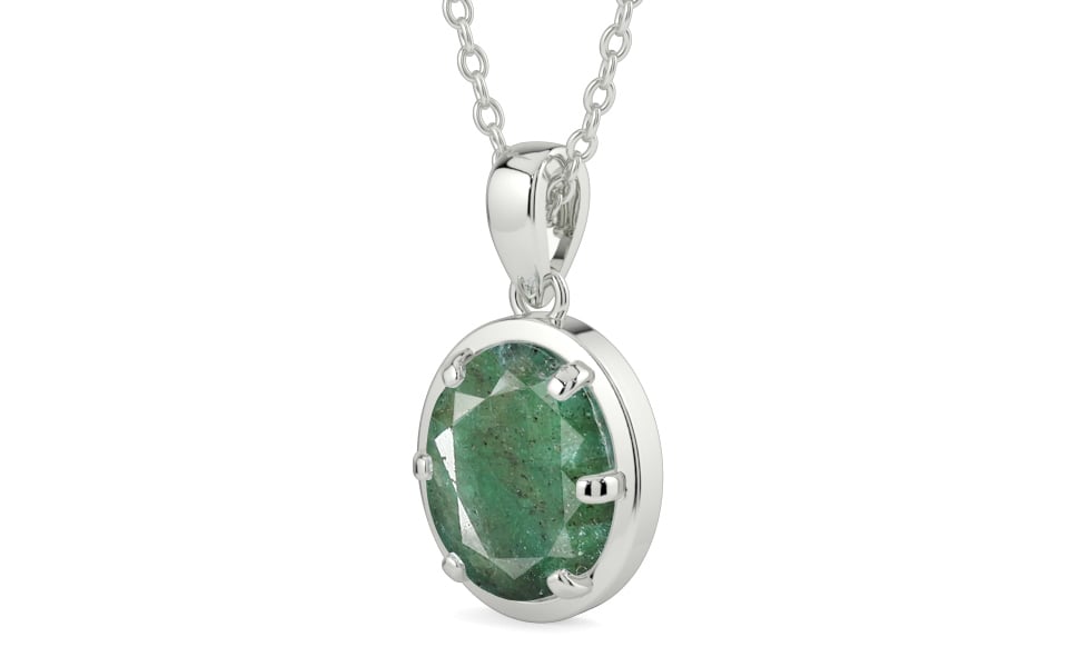 Sterling Silver Emerald Pendant Fine Quality (P8)