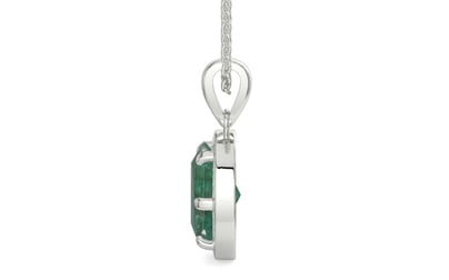 Sterling Silver Emerald Pendant Fine Quality (P8)