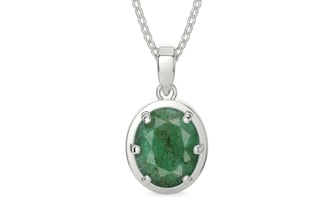 Sterling Silver Emerald Pendant Fine Quality (P8)