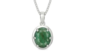 Sterling Silver Emerald Pendant Fine Quality (P8)