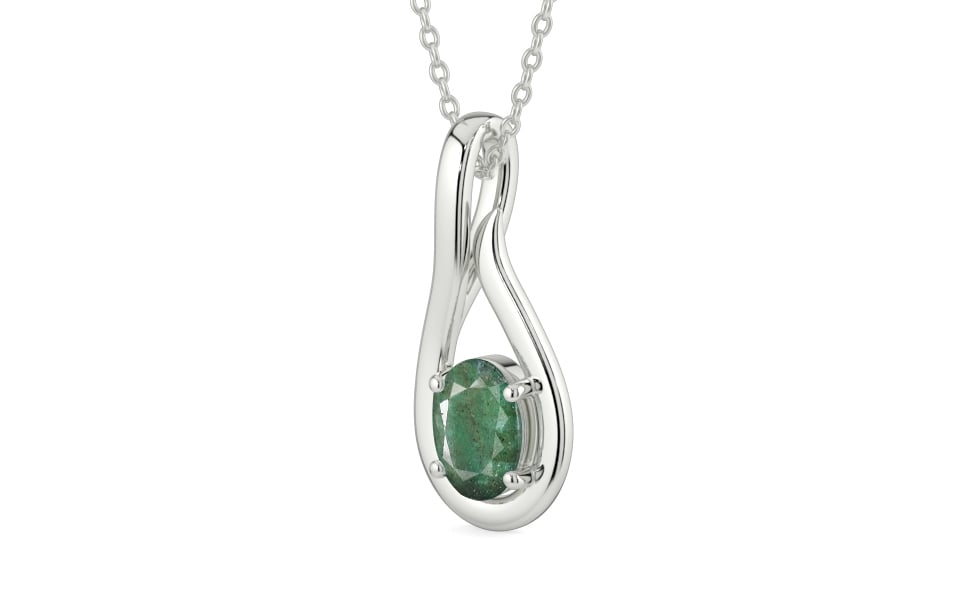 Sterling Silver Emerald Pendant Fine Quality (P9)