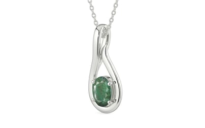 Sterling Silver Emerald Pendant Fine Quality (P9)