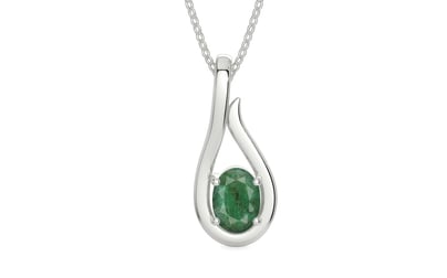 Sterling Silver Emerald Pendant Fine Quality (P9)