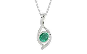 Sterling Silver Emerald Pendant Limited Quality (P1)