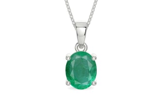 Sterling Silver Emerald Pendant Limited Quality (P10)