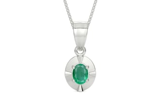 Sterling Silver Emerald Pendant Limited Quality (P11)