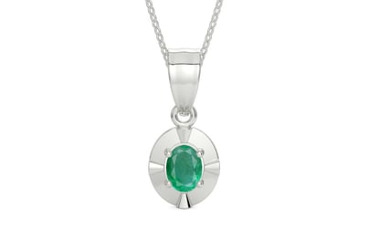 Sterling Silver Emerald Pendant Limited Quality (P11)